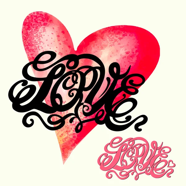 Symbol srdce lásky a Valentines den nápisy — Stockový vektor