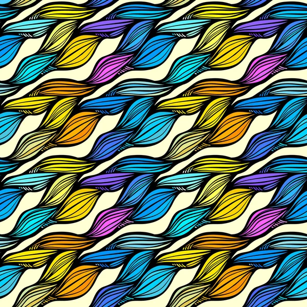 Vector seamless colorful hand drawn pattern. Wave fantasy backgr — Stock Vector