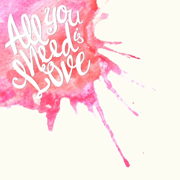 Doodle watercolor lettering symbol of love and Valentines day