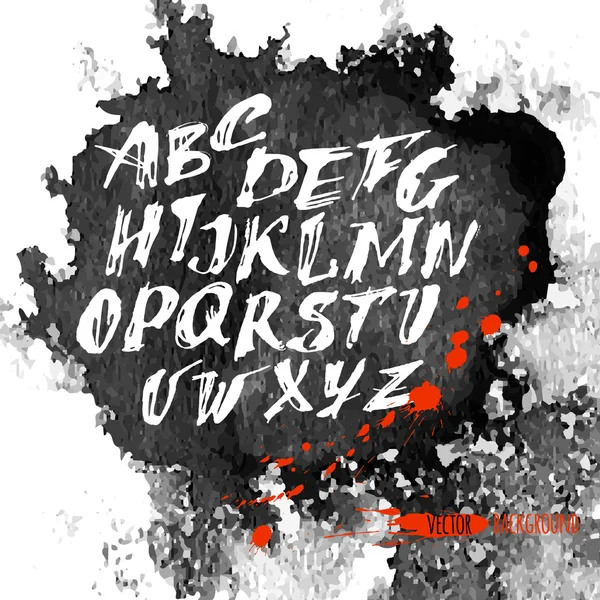 Alphabet grunge aquarelle avec éclaboussures et gribouillis. Han ! — Image vectorielle