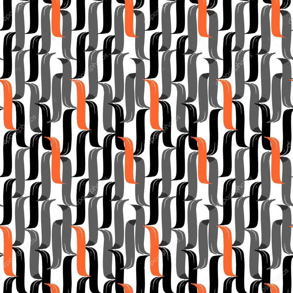 Seamless brush pen hand drawn doodle pattern. Vector background 