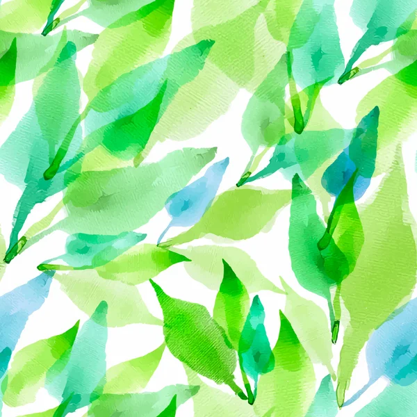 원활한 벡터 예술 디자인 수채화 나뭇잎 패턴 — 스톡 벡터