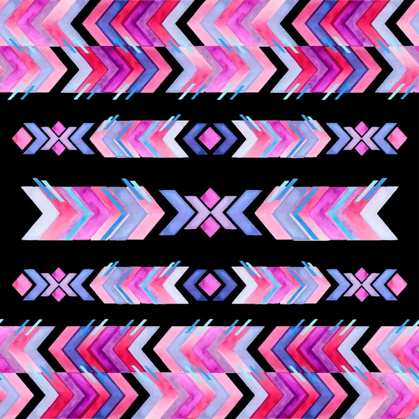 Patrón de acuarela inspiración textil azteca Navajo. Amer nativo — Vector de stock