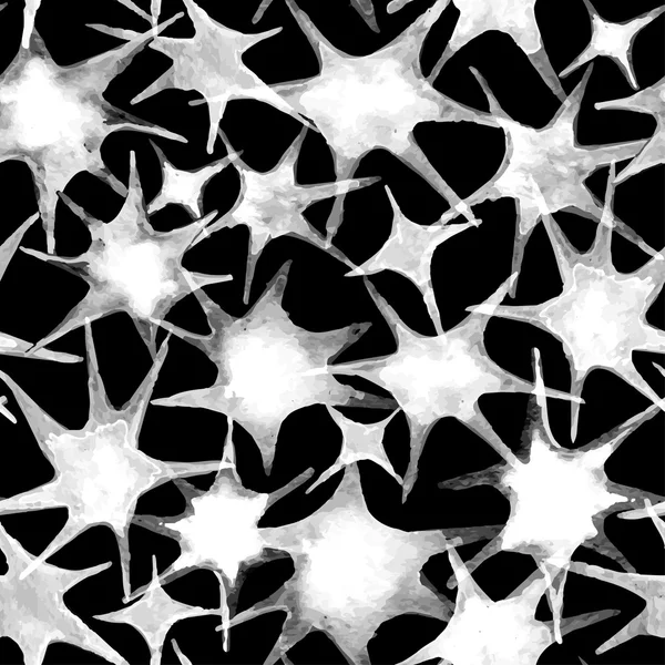 Modello a forma di stelle vettoriali senza soluzione di continuità, pennello ad acquerello disegnato a mano — Vettoriale Stock