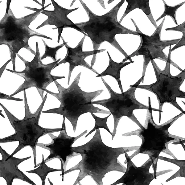 Patrón de forma de estrellas vectoriales sin costura, pincel de acuarela dibujado a mano — Archivo Imágenes Vectoriales