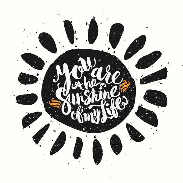 Hand drawn watercolor lettering poster-Sun with You are the suns — Stock Vector