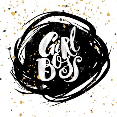 Girl Boss modern business concept of independent women. Watercol