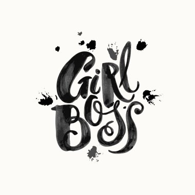 Girl Boss modern business concept of independent women. Watercol