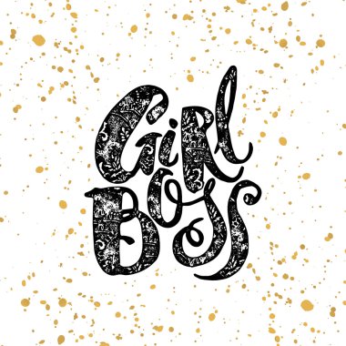 Girl Boss modern business concept of independent women. Watercol