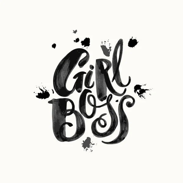 Girl Boss modern business concept of independent women. Watercol — Stok Vektör