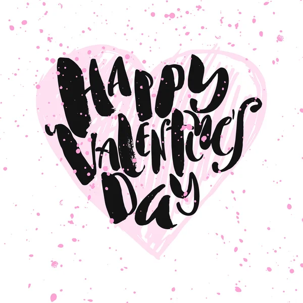 Happy valentines day love concept hand lettering motivation post — ストックベクタ