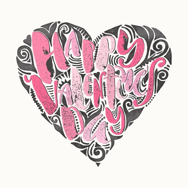Feliz Dia dos Namorados conceito de amor mão lettering motivação post —  Vetores de Stock