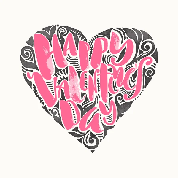 Feliz Dia dos Namorados conceito de amor mão lettering motivação post —  Vetores de Stock
