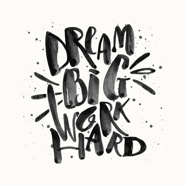 Dream big work hard. Concept hand lettering motivation gold glit — Stock Vector