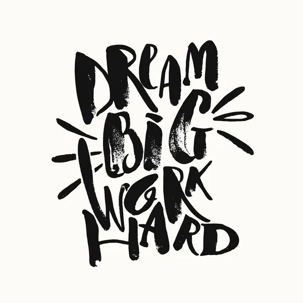 Dream big work hard. Concept hand lettering motivation gold glit — Stock Vector