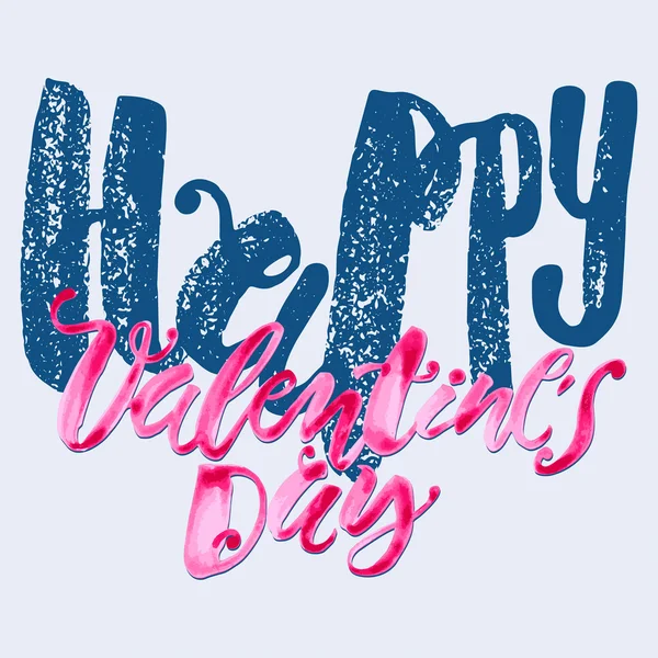 Feliz día de San Valentín amor concepto mano letras motivación post — Vector de stock