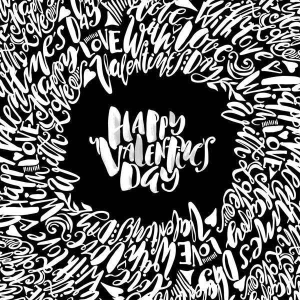 Happy valentines day love concept hand lettering motivation post — Stok Vektör