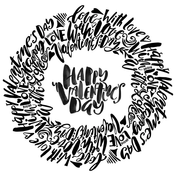 Feliz día de San Valentín amor concepto mano letras motivación post — Vector de stock