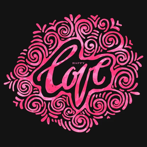 Feliz amor conceito inspirador mão lettering motivação poste — Vetor de Stock