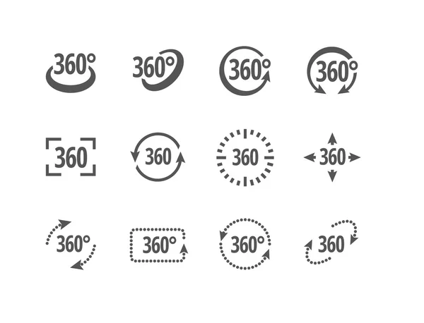 360-Grad-Ansicht Zeichenvektorsymbole — Stockvektor