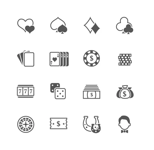 Platte vector casino icons set. — Stockvector