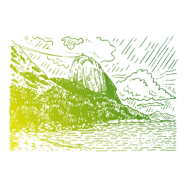山シュガーローフとグアナバラ湾でリオ ・ デ ・ ジャネイロ、ブラジル. — ストックベクタ