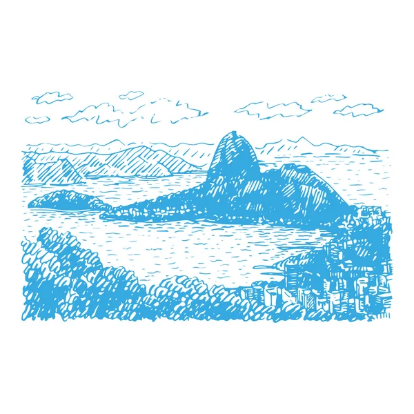 View of Sugar Loaf in Rio de Janeiro, Brazil. — Stock Vector