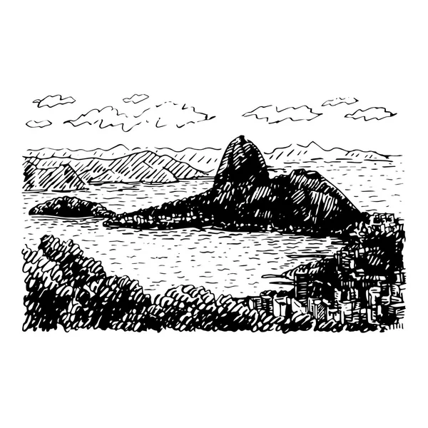 Vista de Pan de Azúcar en Río de Janeiro, Brasil . — Archivo Imágenes Vectoriales