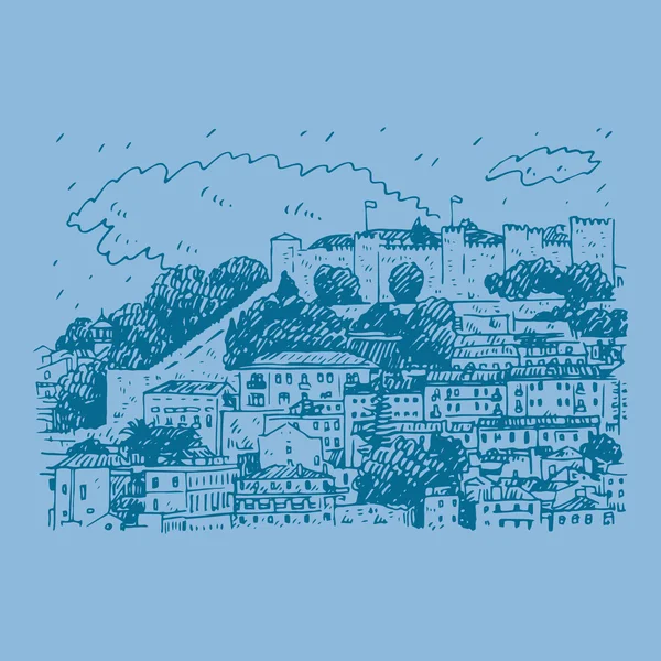 Stadsgezicht van Lissabon, Portugal. — Stockvector