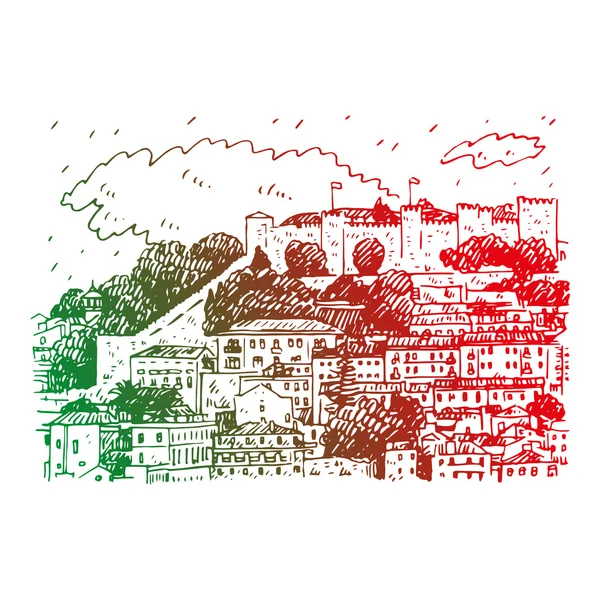 Paisaje urbano de Lisboa, Portugal . — Vector de stock