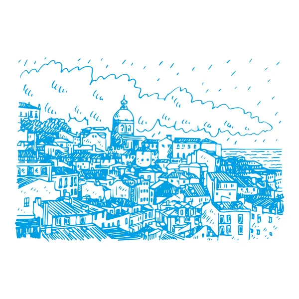 Stadsgezicht van Lissabon, Portugal. — Stockvector