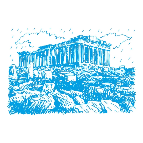 El templo de Parthenon en la Acrópolis ateniense, Grecia . — Archivo Imágenes Vectoriales