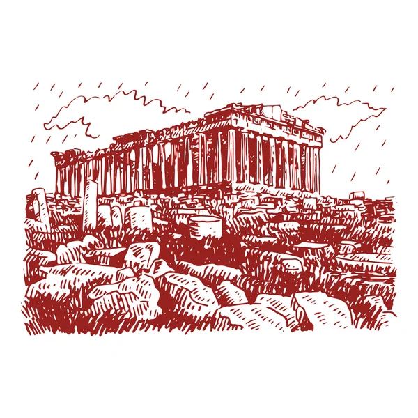 El templo de Parthenon en la Acrópolis ateniense, Grecia . — Vector de stock