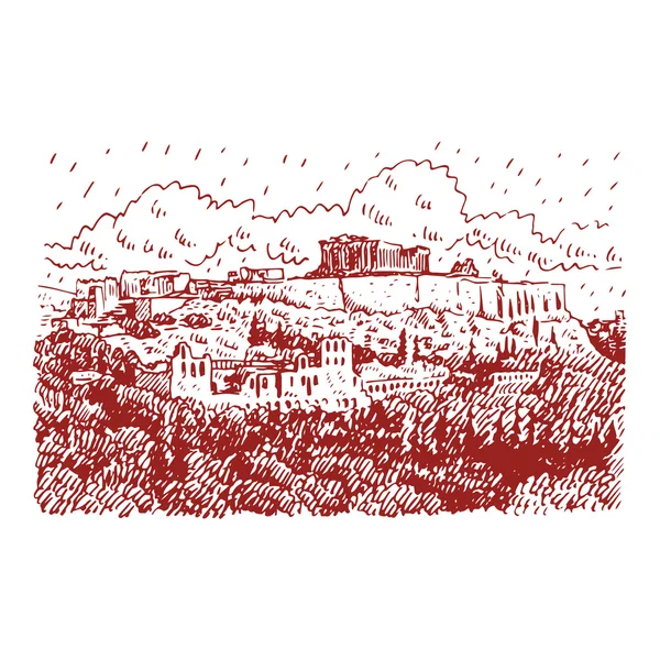 Vista del templo de Partenón en la Acrópolis de Atenas, Grecia . — Vector de stock