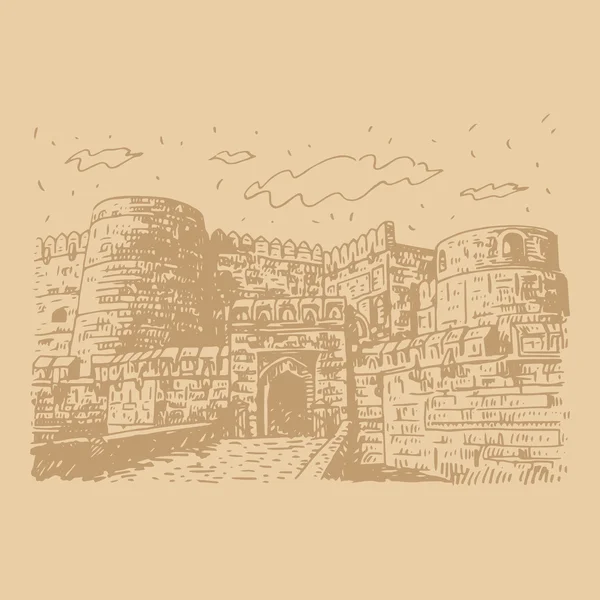 アーグラ城塞、アグラ、ウッタルプラデーシュ州、インド. — ストックベクタ