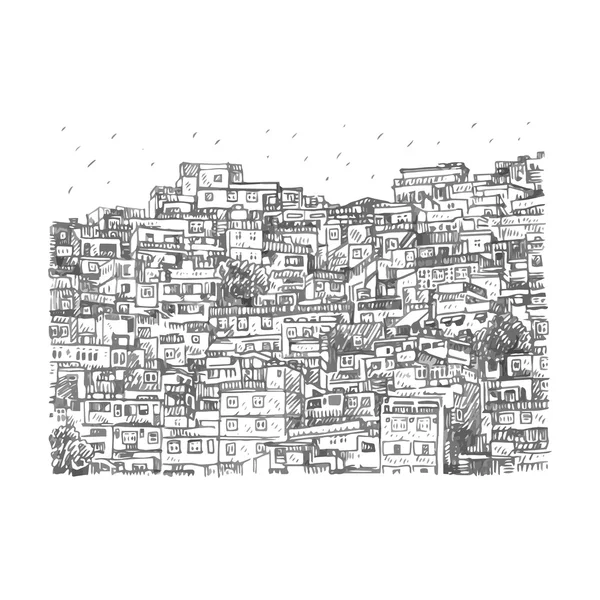 Favela, barriada brasileña en Río de Janeiro, Brasil . Ilustraciones de stock libres de derechos