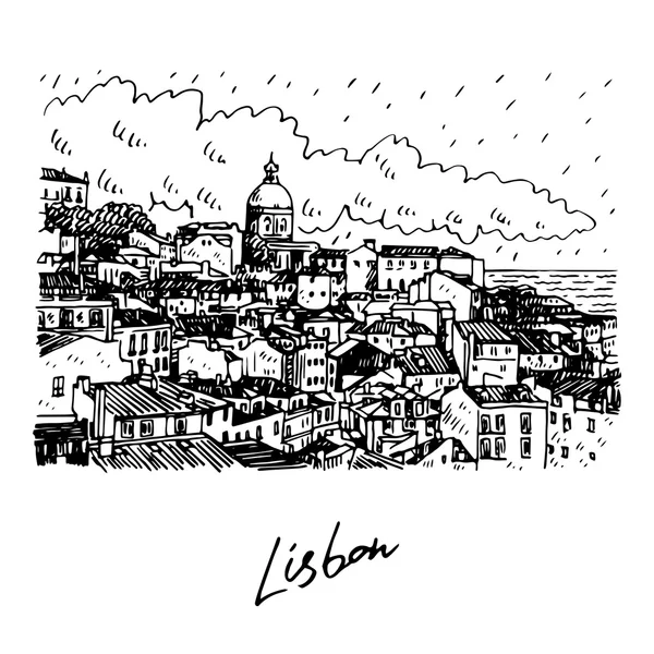 리스본, 포르투갈의 도시. 스톡 일러스트레이션