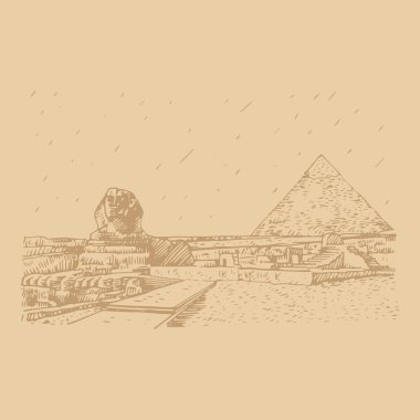 Büyük Sfenks ve piramit Giza, Cairo, Mısır.
