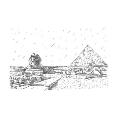 Büyük Sfenks ve piramit Giza, Cairo, Mısır.