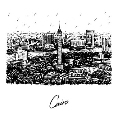 Kahire Kulesi Mısır Nil Nehri manzaralı. 