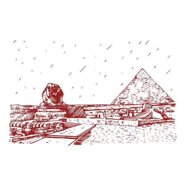 A Grande Esfinge e pirâmide em Gizé, Cairo, Egito . — Vetor de Stock
