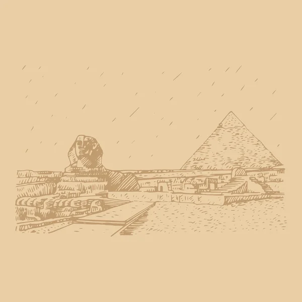 De grote Sfinx en piramide in Giza, Cairo, Egypte. — Stockvector