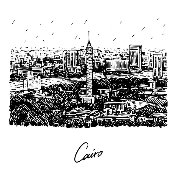Kairo-Turm in Ägypten mit Blick auf den Nil. — Stockvektor