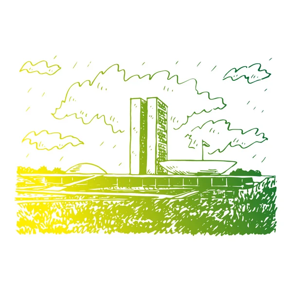 Congreso Nacional Brasileño en Brasilia, Brasil . — Archivo Imágenes Vectoriales