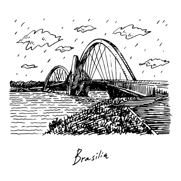 Juscelino Kubitschek Bridge, også kalt President JK Bridge eller JK Bridge . – stockvektor