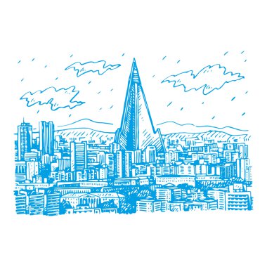 Pyongyang, Kuzey Kore başkenti görünümünü. 