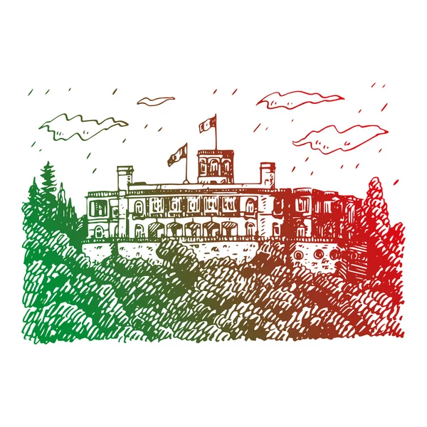 Nézd a Chapultepec Castle, Mexikó. — Stock Vector