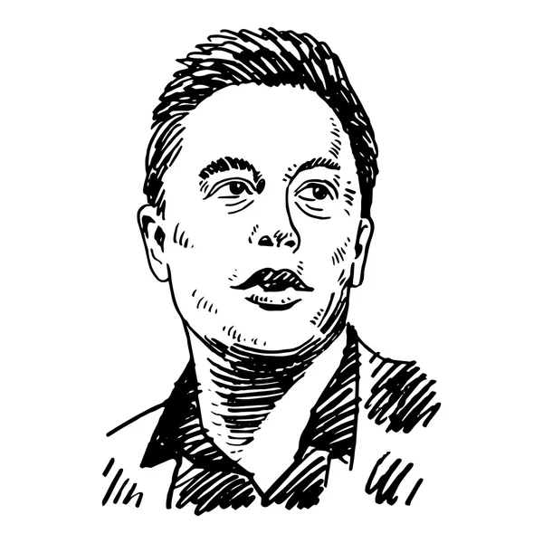 Elon Musk, üzleti mágnás, feltaláló. — Stock Vector