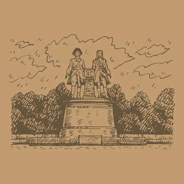 Monumento di Vasily Tatishchev e William de Gennin — Vettoriale Stock