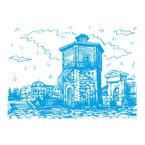 La antigua torre de agua en Ekaterimburgo, Rusia . — Vector de stock